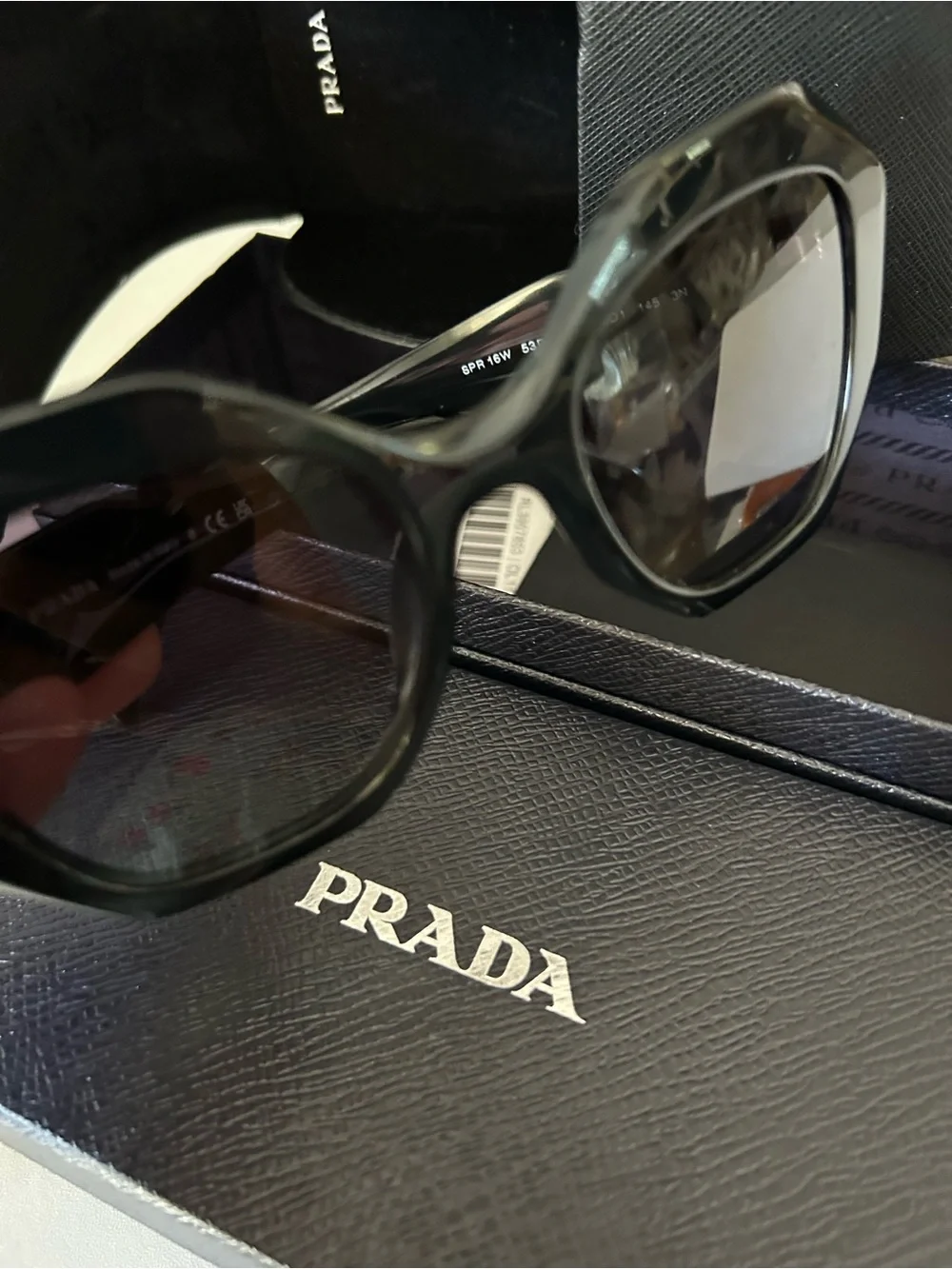Prada Black Geometric Oversized Sunglasses
